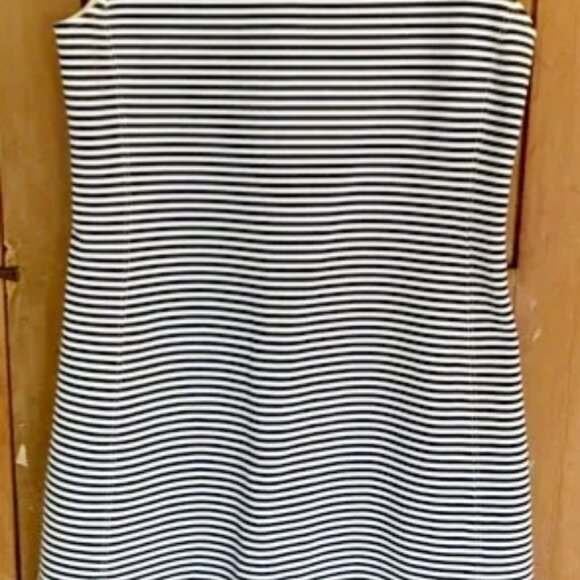 Theory Mivrill navy/ivory striped sleeveless shift dress sz P - Picture 2 of 10